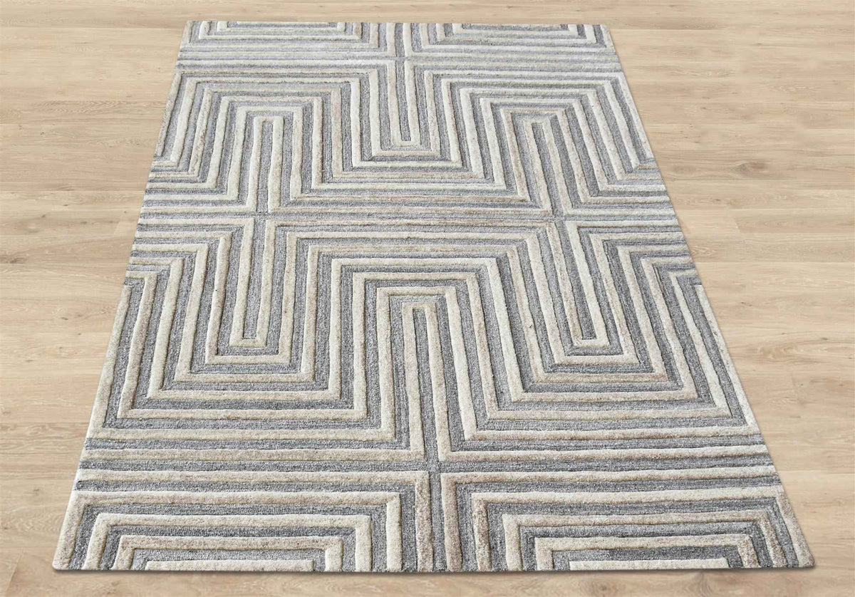 Monolith & Heart Integra Hand-Tufted Wool Rug, Beige & Natural White