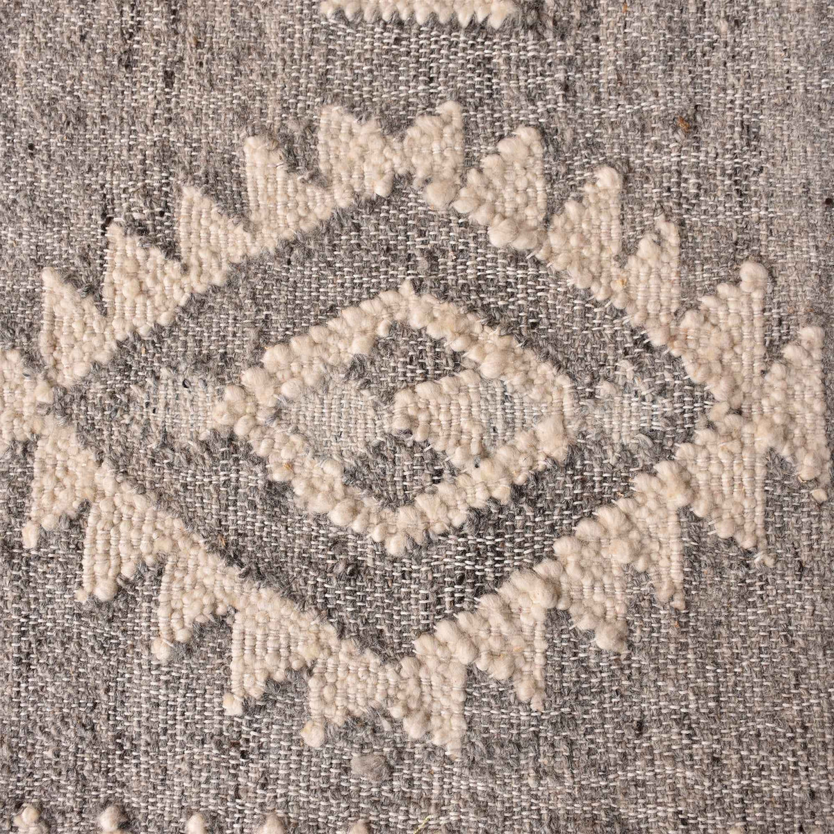 Monolith & Heart Kaladar Punja Kelim Wool Rug, Grey & Natural White