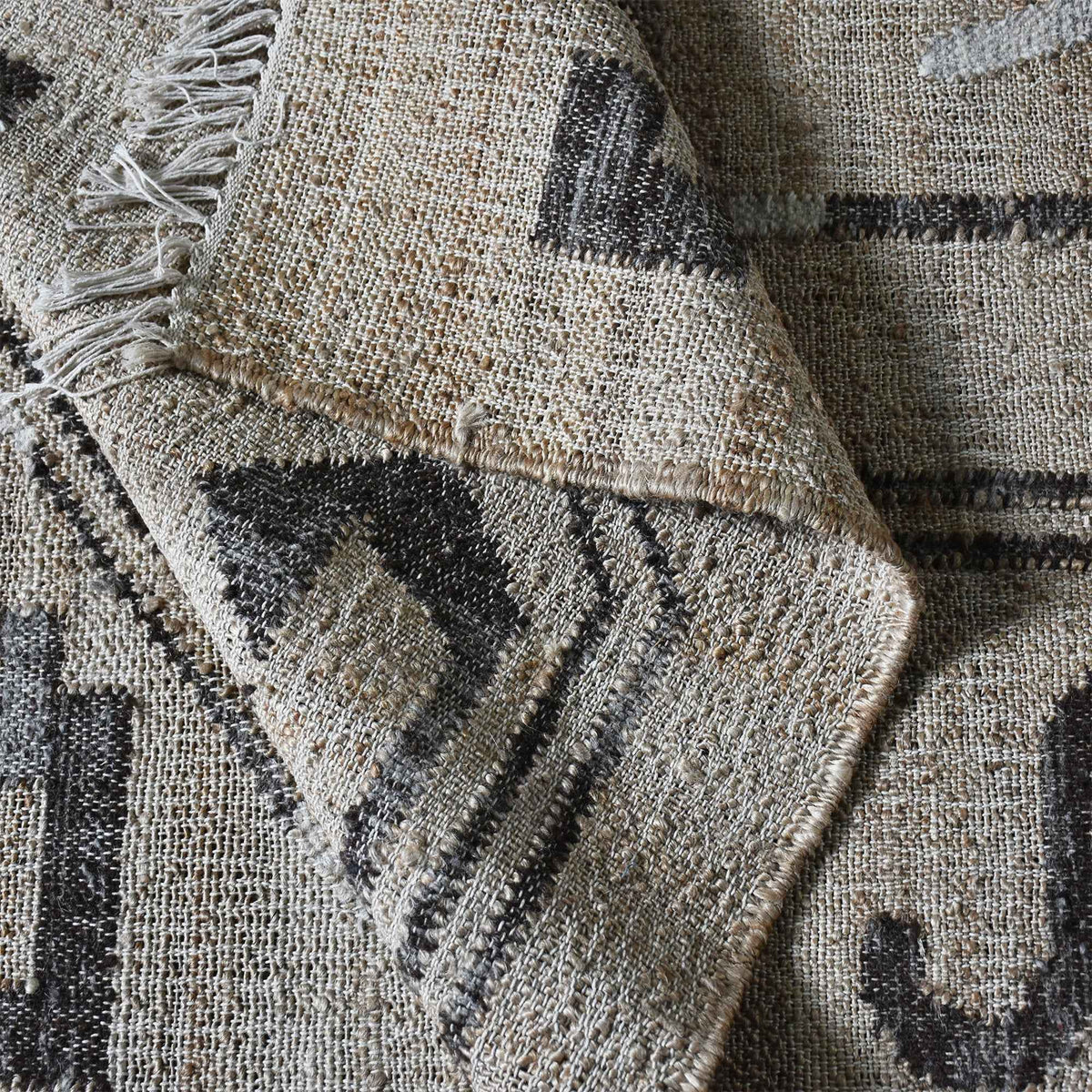 Monolith & Heart Kamarod Punja Kelim Hemp & Wool Rug, Natural