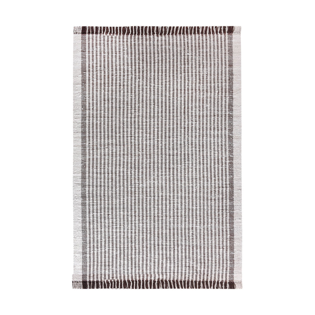 KAMEEL RUG - IVORY/BROWN - HAND WOVEN - COTTON DENIM