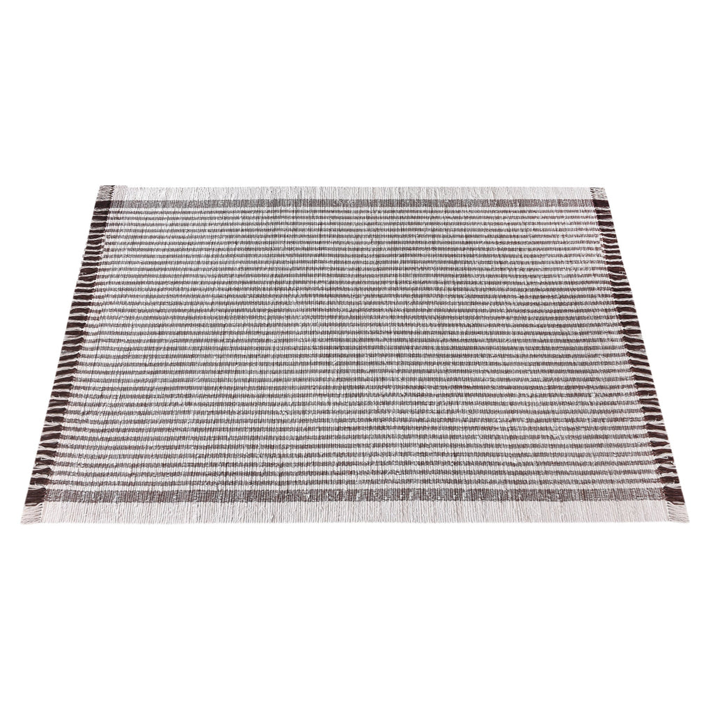 KAMEEL RUG - IVORY/BROWN - HAND WOVEN - COTTON DENIM