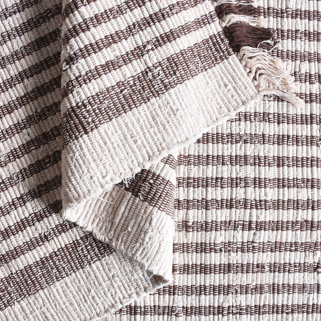 KAMEEL RUG - IVORY/BROWN - HAND WOVEN - COTTON DENIM