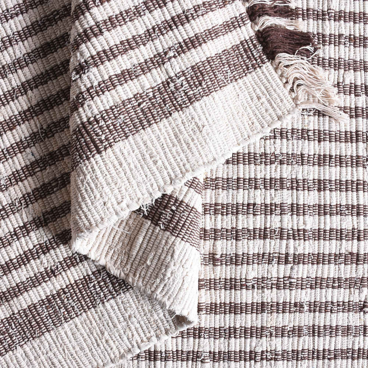 Monolith & Heart Kameel Hand-Woven Recycled Denim Rug, Ivory & Brown