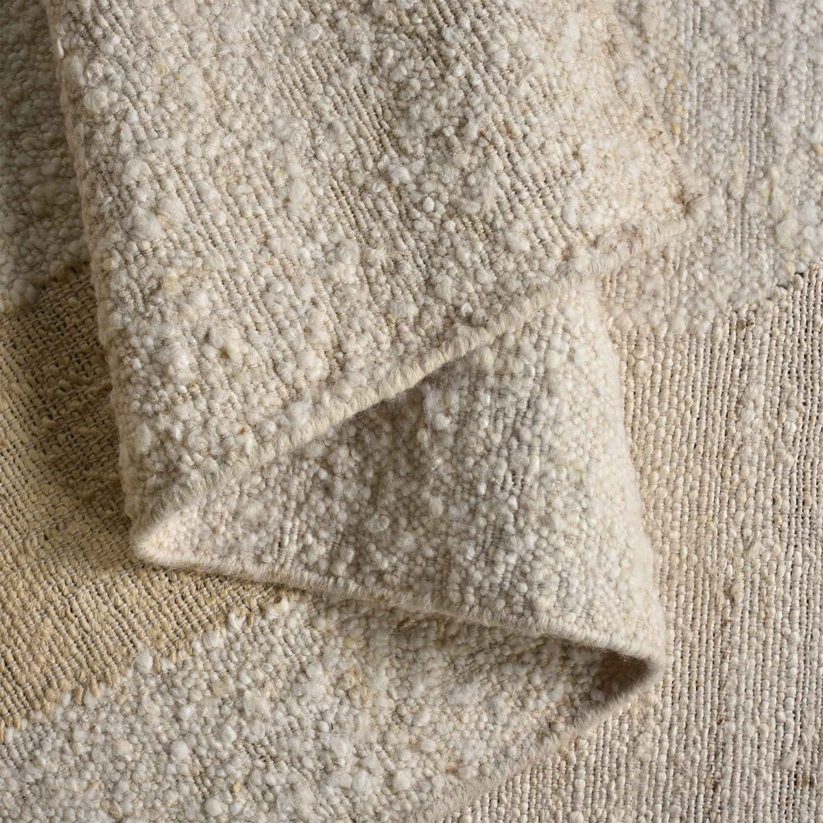 Monolith & Heart Laborec Hand-Carved New Zealand Wool & Jute Rug, Ivory