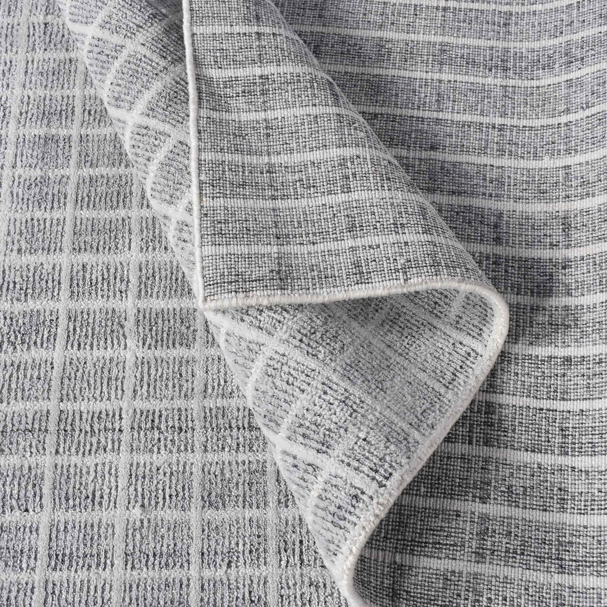 Monolith & Heart Laty Hand-Woven Recycled PET Rug, White & Grey