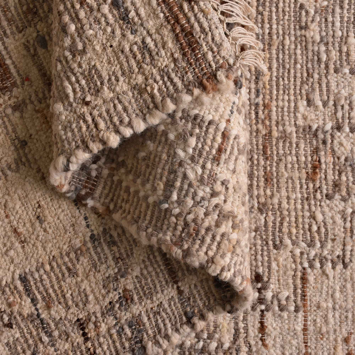 Monolith & Heart Layard Punja Kelim New Zealand Wool Rug, Taupe & Natural White