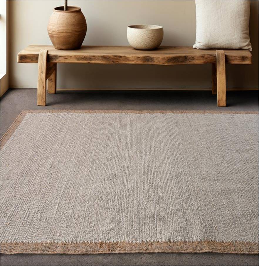 LORINA RUG - IVORY/NATURAL - PUNJA KELIM - NZ WOOL + JUTE