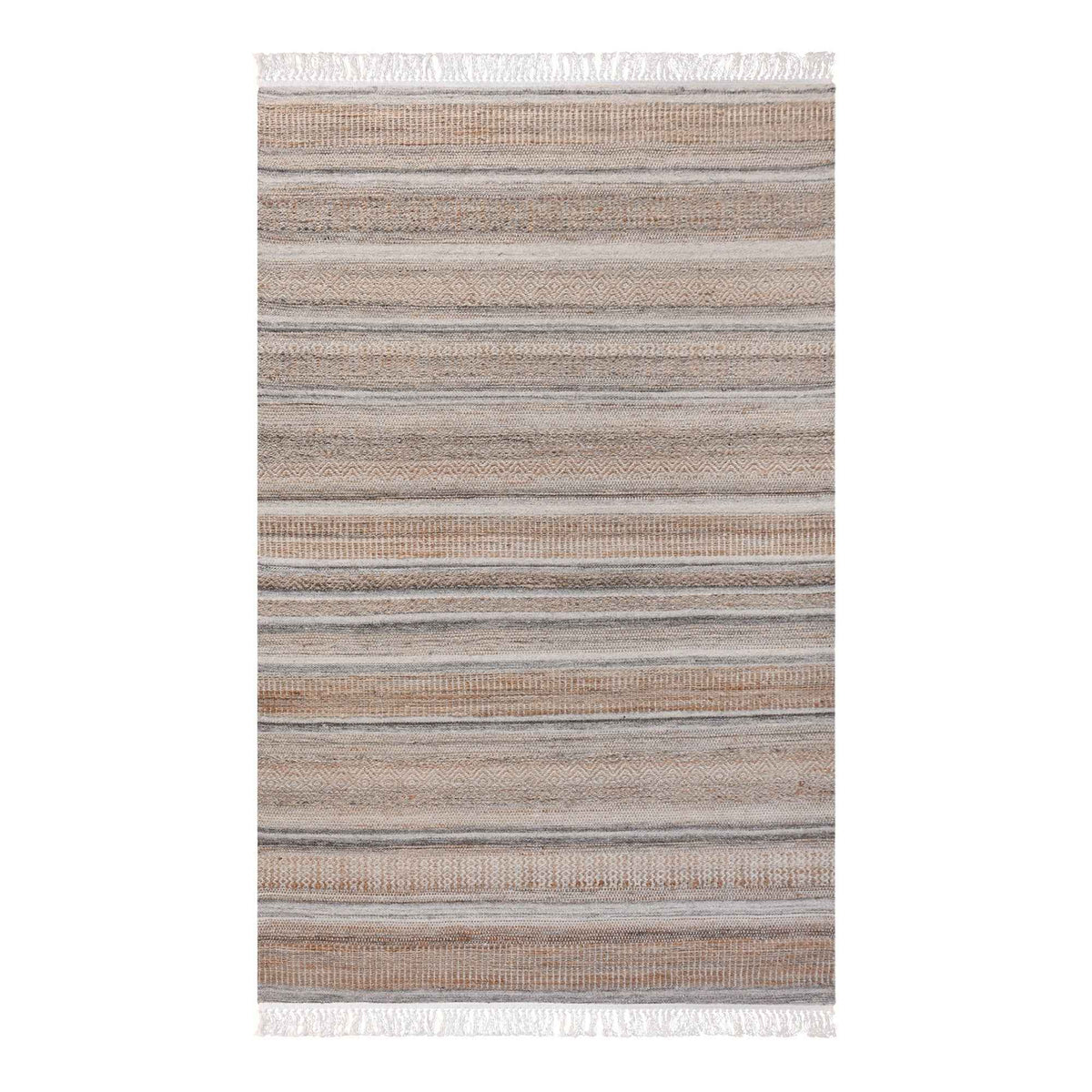 Monolith & Heart Makani Hand-Woven Jute & Wool Rug, Natural & Grey