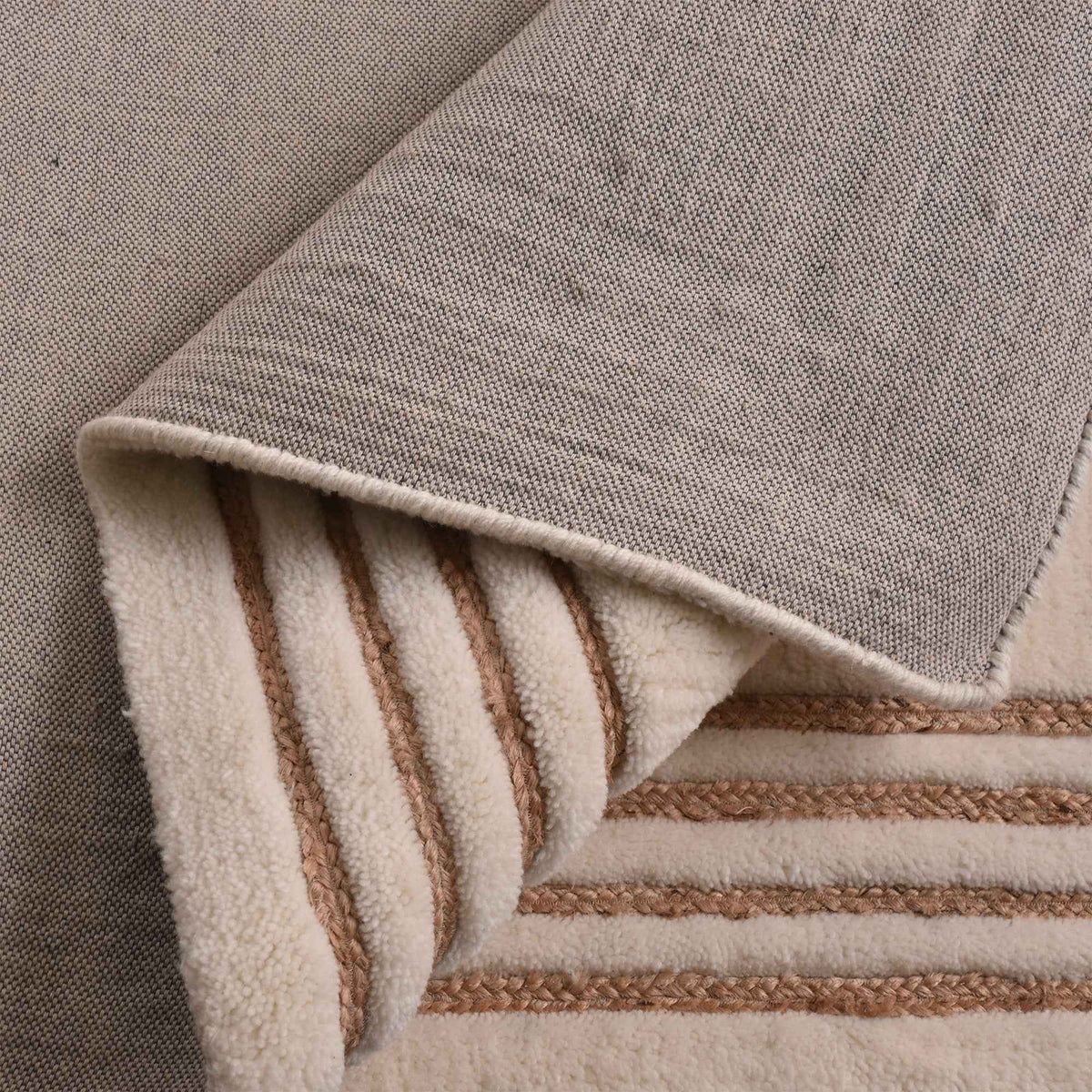 Monolith & Heart Mangin Hand-Tufted New Zealand Wool & Jute Rug, Natural White & Natural
