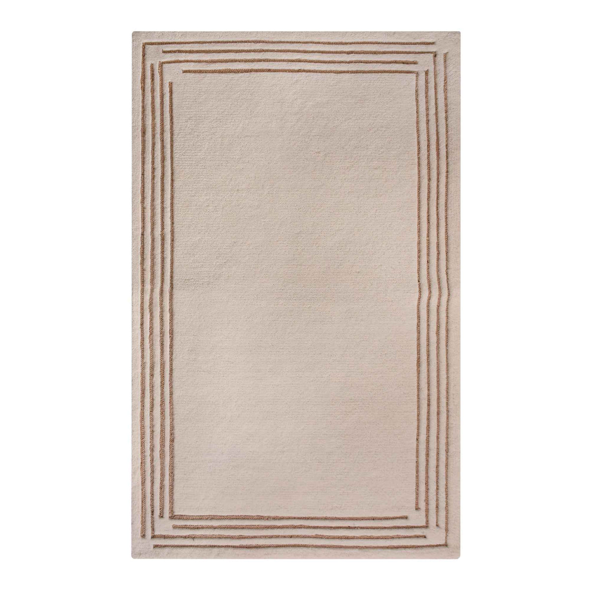 Monolith & Heart Mangin Hand-Tufted New Zealand Wool & Jute Rug, Natural White & Natural