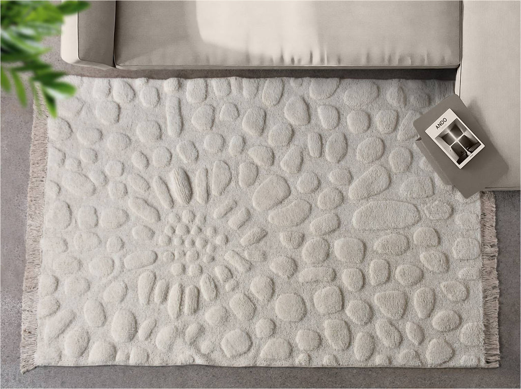 MARILYN-II RUG WITH FRINGES - IVORY - TABLE TUFTED - WOOL