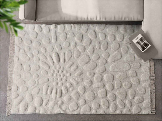 MARILYN-II RUG WITH FRINGES - IVORY - TABLE TUFTED - WOOL