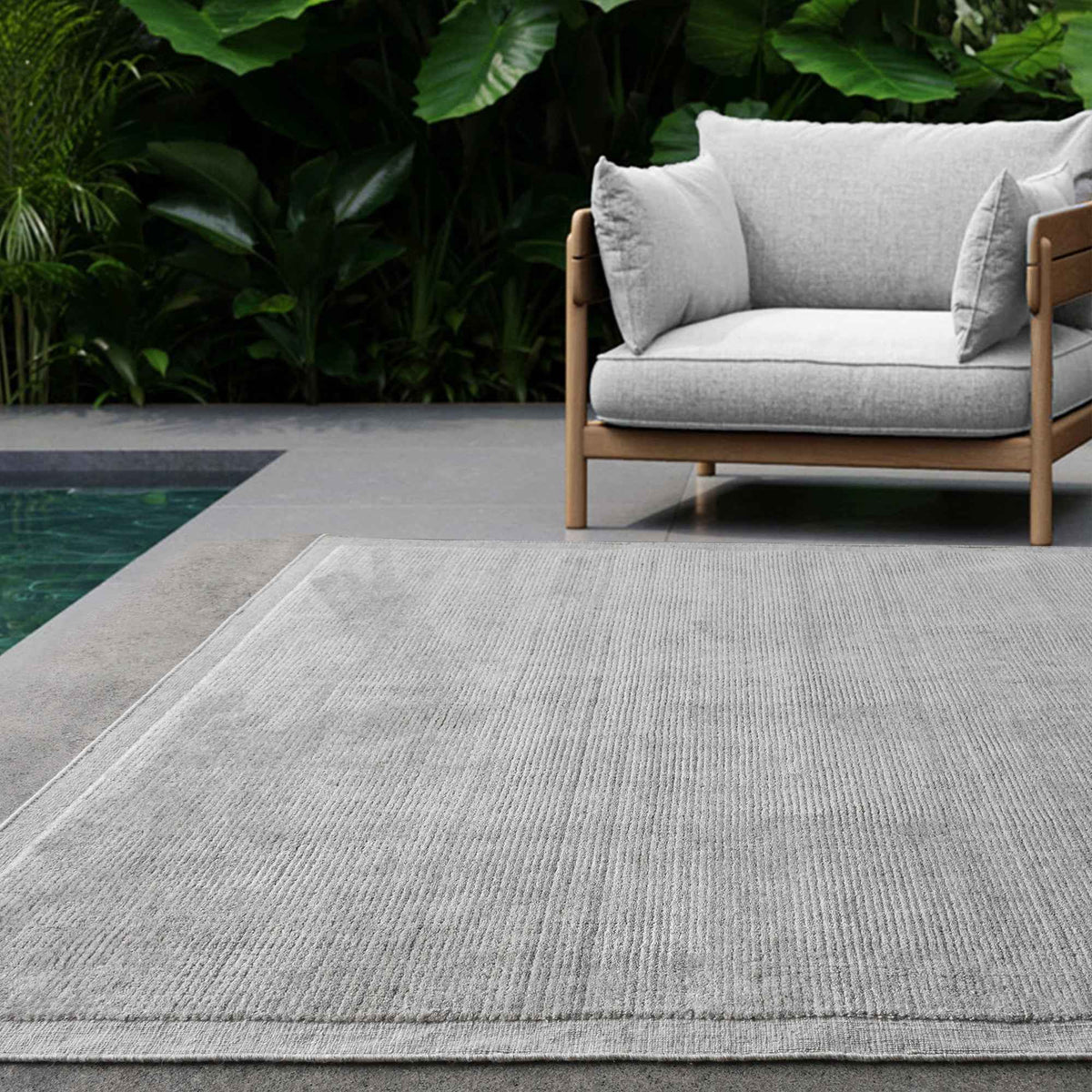 Monolith & Heart Martinet Hand-Woven Recycled PET Rug, Light Grey