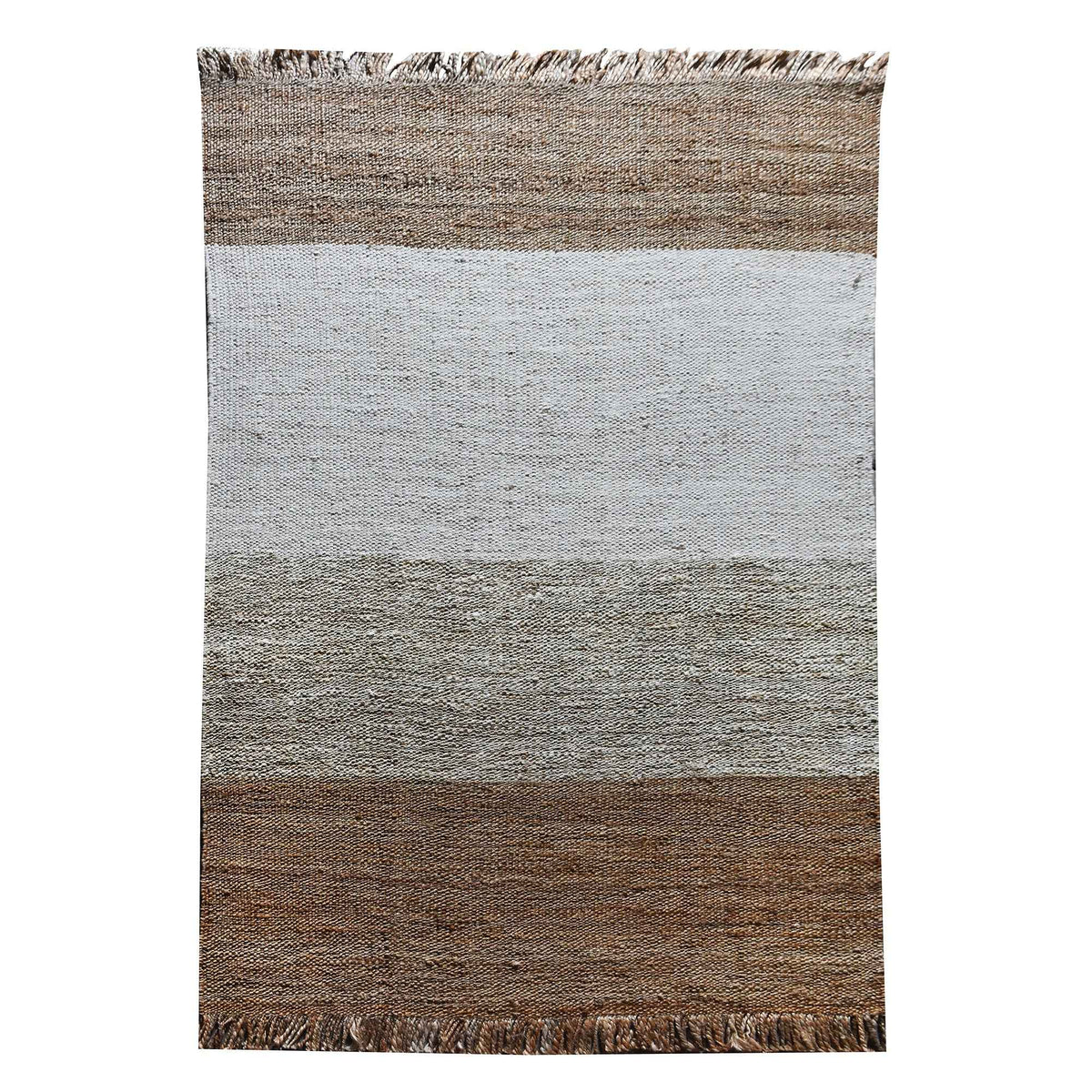 Monolith & Heart Masira Punja Hand-Woven Hemp & Wool Rug, Natural & Natural White