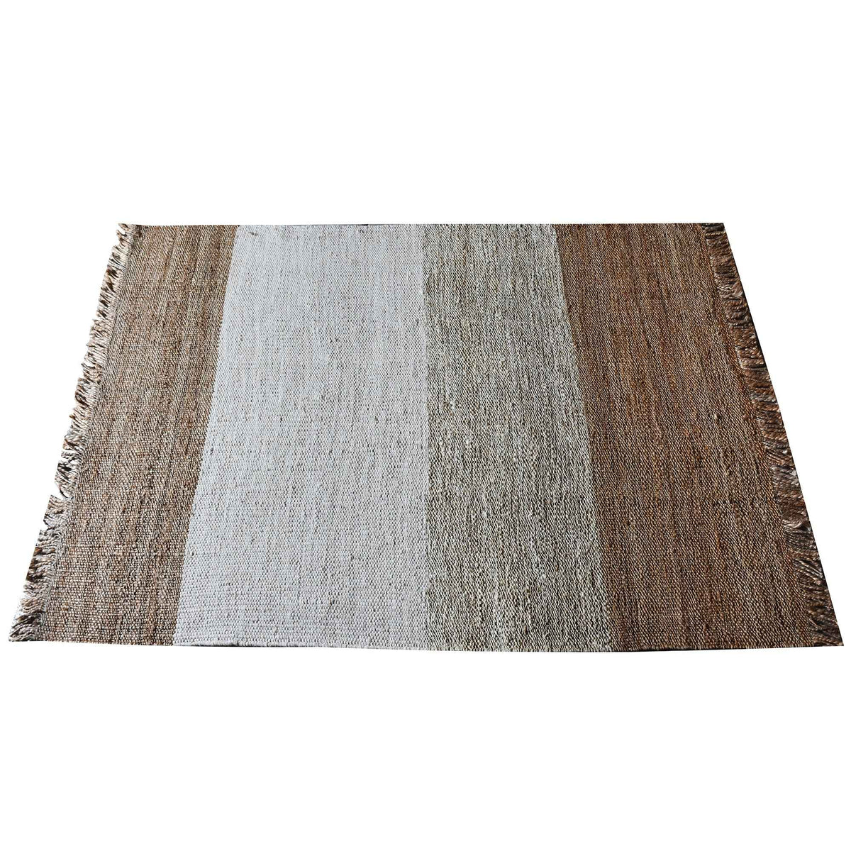Monolith & Heart Masira Punja Hand-Woven Hemp & Wool Rug, Natural & Natural White