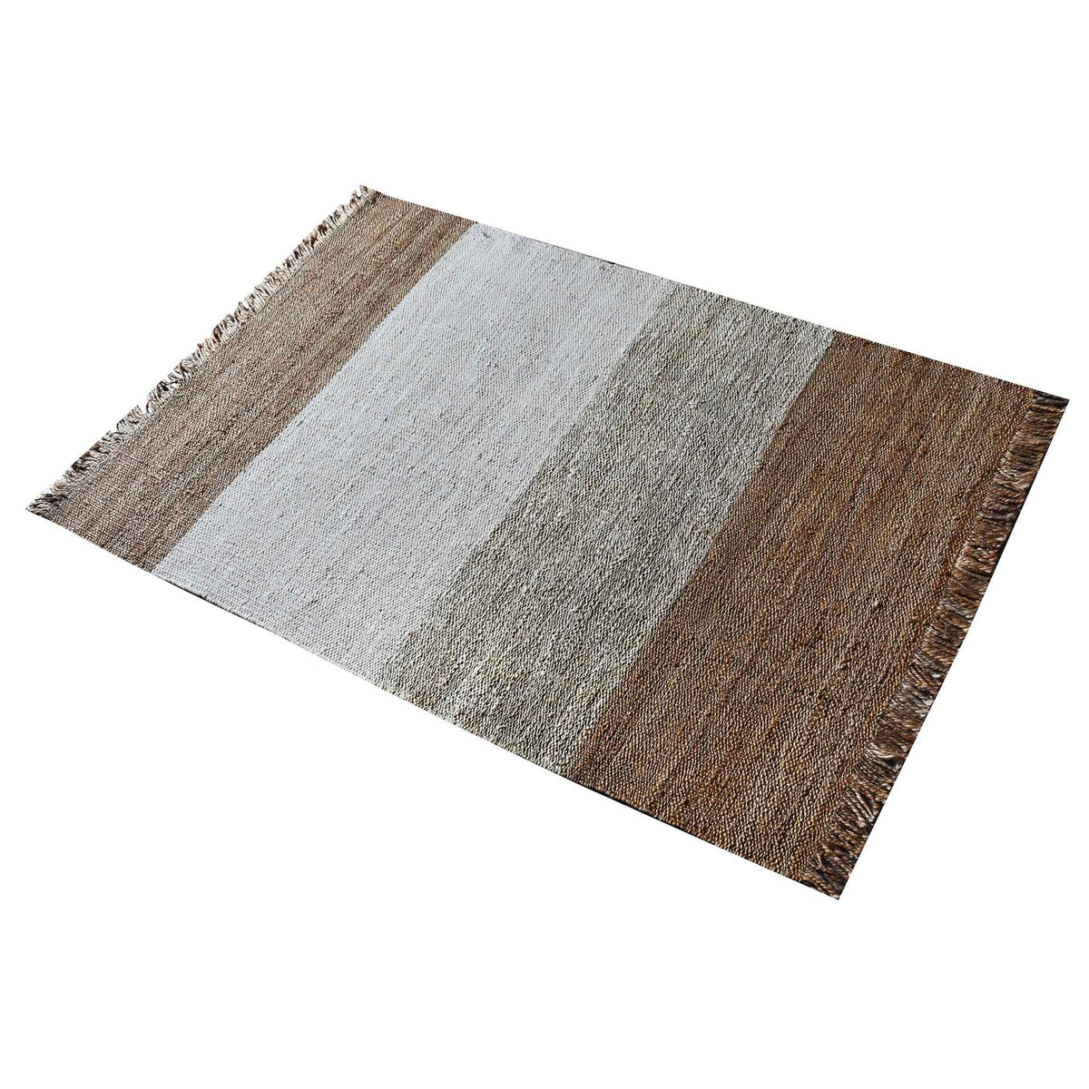 Monolith & Heart Masira Punja Hand-Woven Hemp & Wool Rug, Natural & Natural White