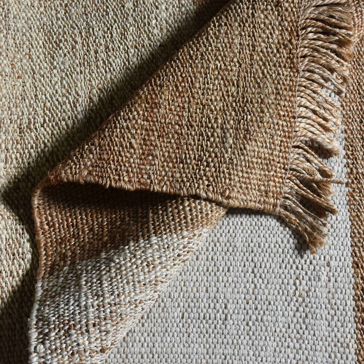 Monolith & Heart Masira Punja Hand-Woven Hemp & Wool Rug, Natural & Natural White