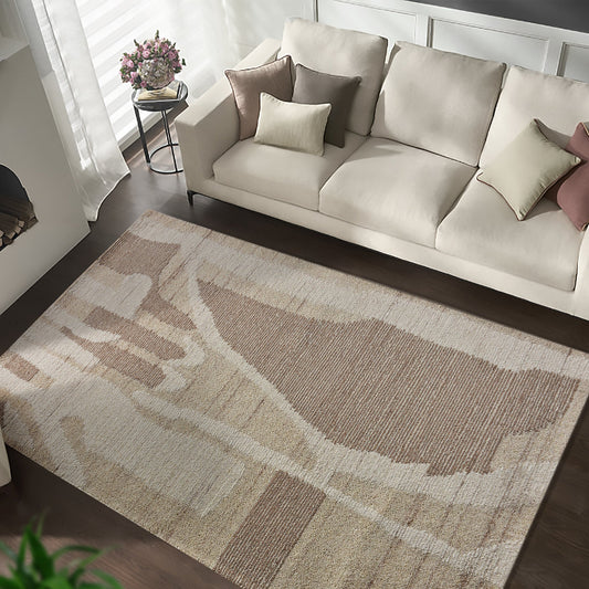 MLAVA RUG - IVORY/ BEIGE - WOOL - HAND WOVEN, OVER TUFTED