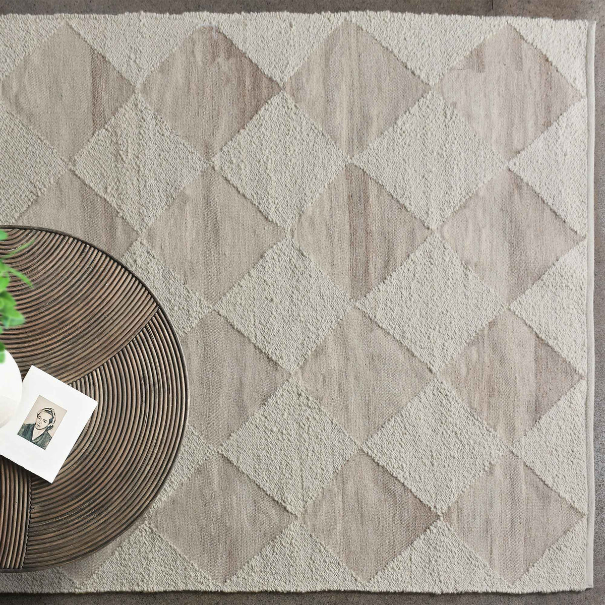 Monolith & Heart Molopo Hand-Woven Recycled PET & Wool Rug, Ivory & Beige