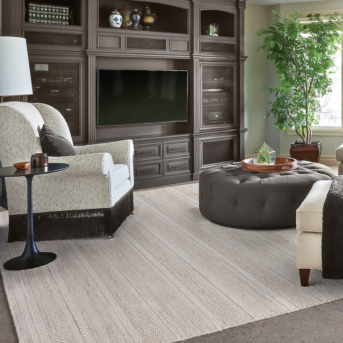 Monolith & Heart Mures Punja Kelim Wool Rug, Natural White & Beige