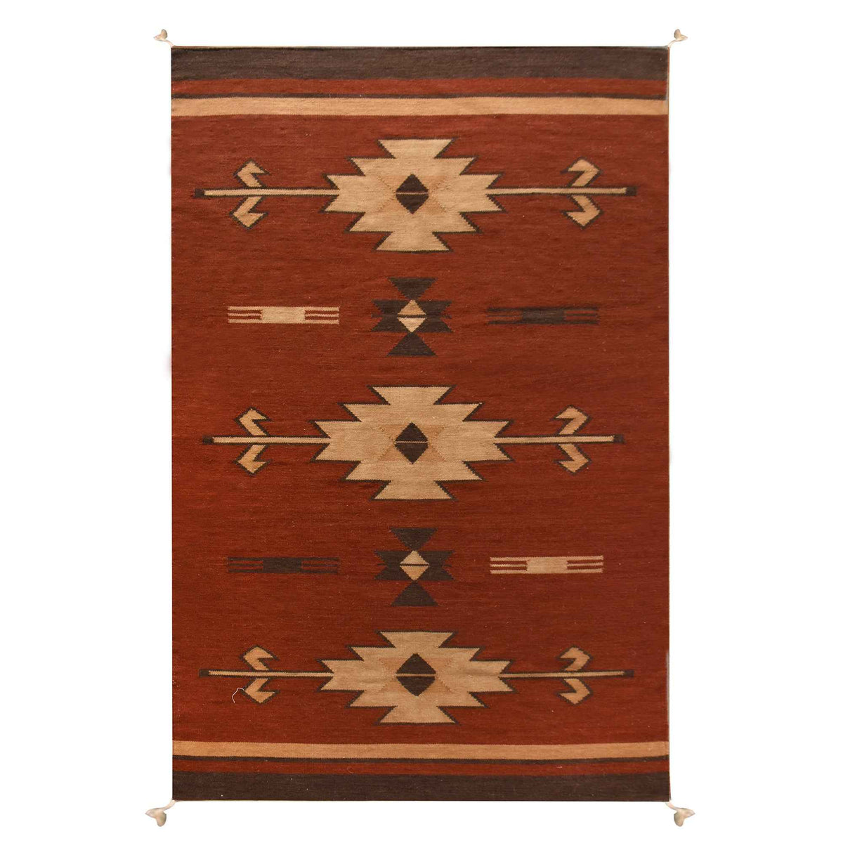 Monolith & Heart Murom Punja Kelim New Zealand Wool Rug, Natural & Natural White