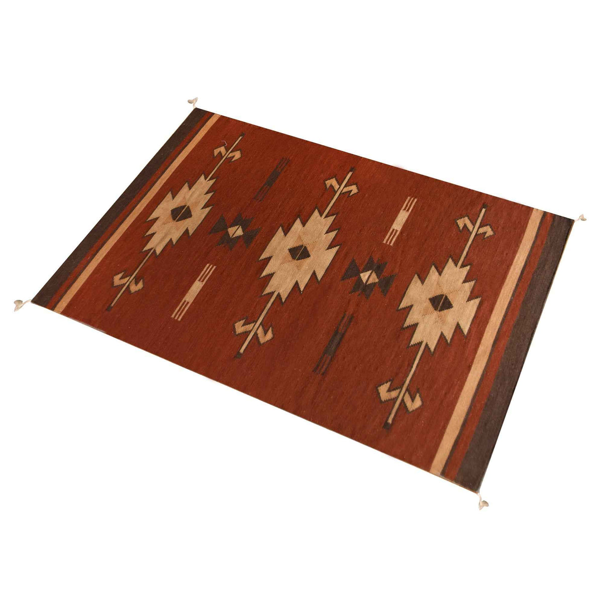 Monolith & Heart Murom Punja Kelim New Zealand Wool Rug, Natural & Natural White