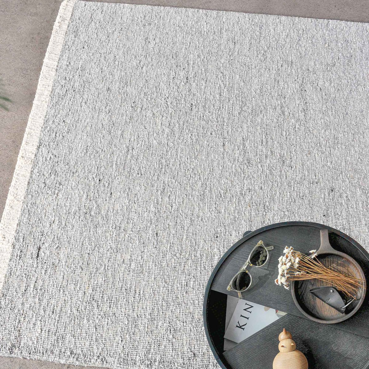 Monolith & Heart Naomi Hand-Woven Wool & Viscose Rug, Silver & Natural White