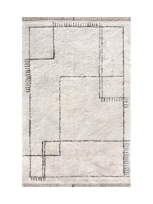 NEWLANDS RUG - IVORY/CHARCOAL - COTTON - TABLE TUFTED