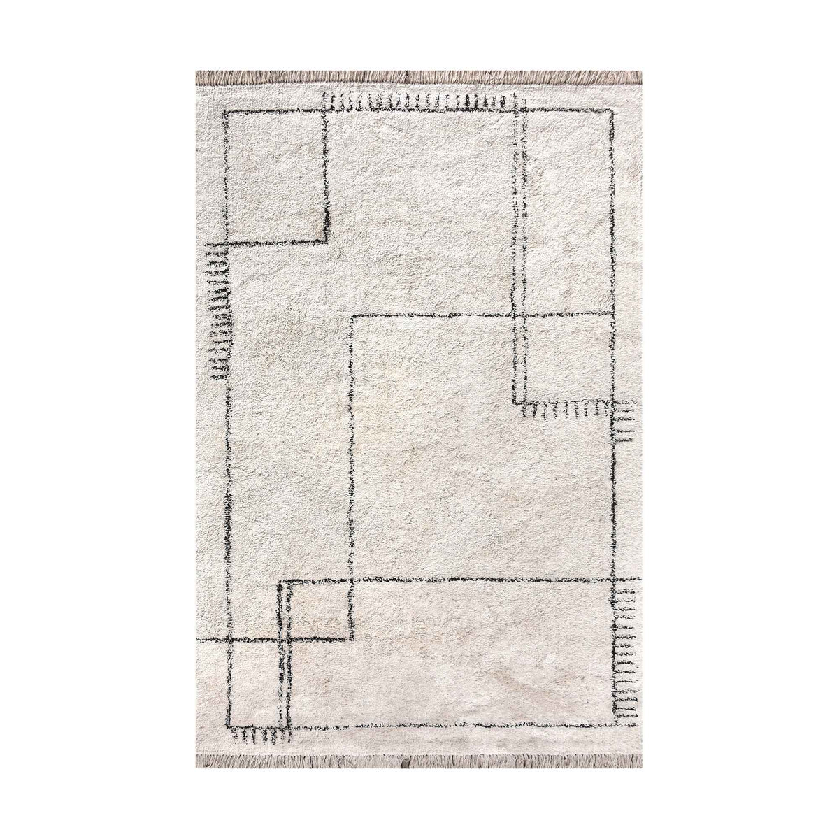 Monolith & Heart Newlands Hand-Tufted Cotton & Wool Rug, Ivory & Charcoal