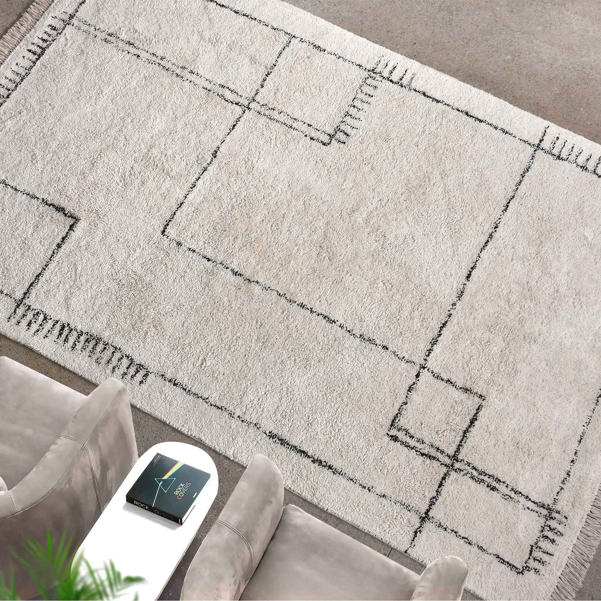 Monolith & Heart Newlands Hand-Tufted Cotton & Wool Rug, Ivory & Charcoal