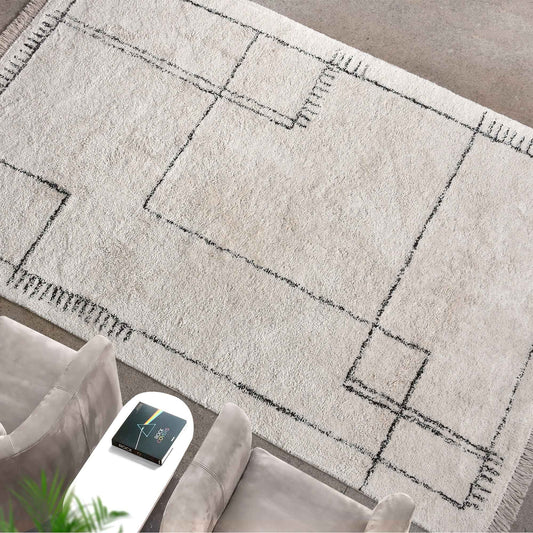 NEWLANDS RUG - IVORY/CHARCOAL - COTTON - TABLE TUFTED