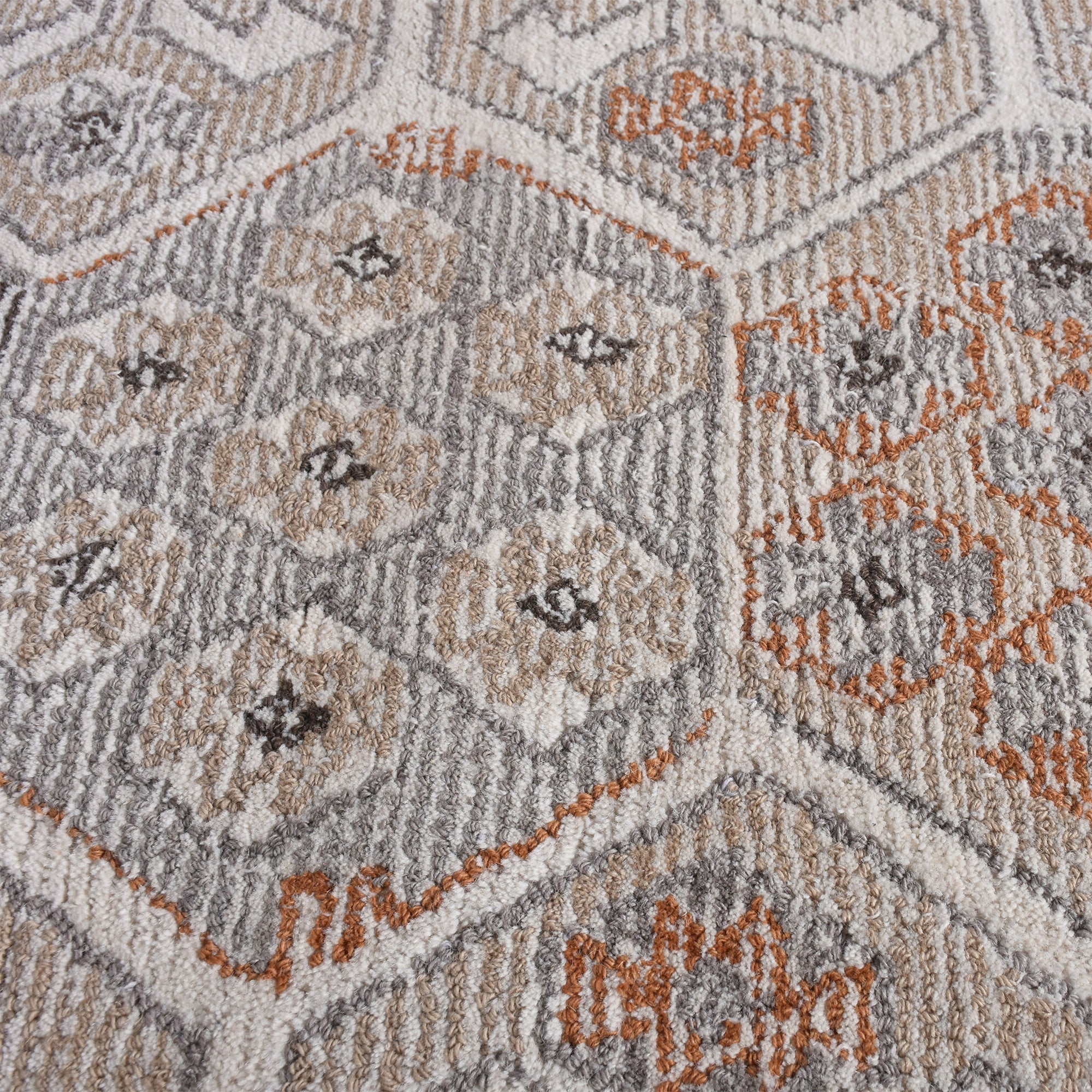 Area Rug, Bedroom Rug, Living Room Rug, Living Area Rug, Indian Rug, Office Carpet, Office Rug, Shop Rug Online, Wool, Natural White, Multi, Hand woven, Cut And Loop, Symmetrical