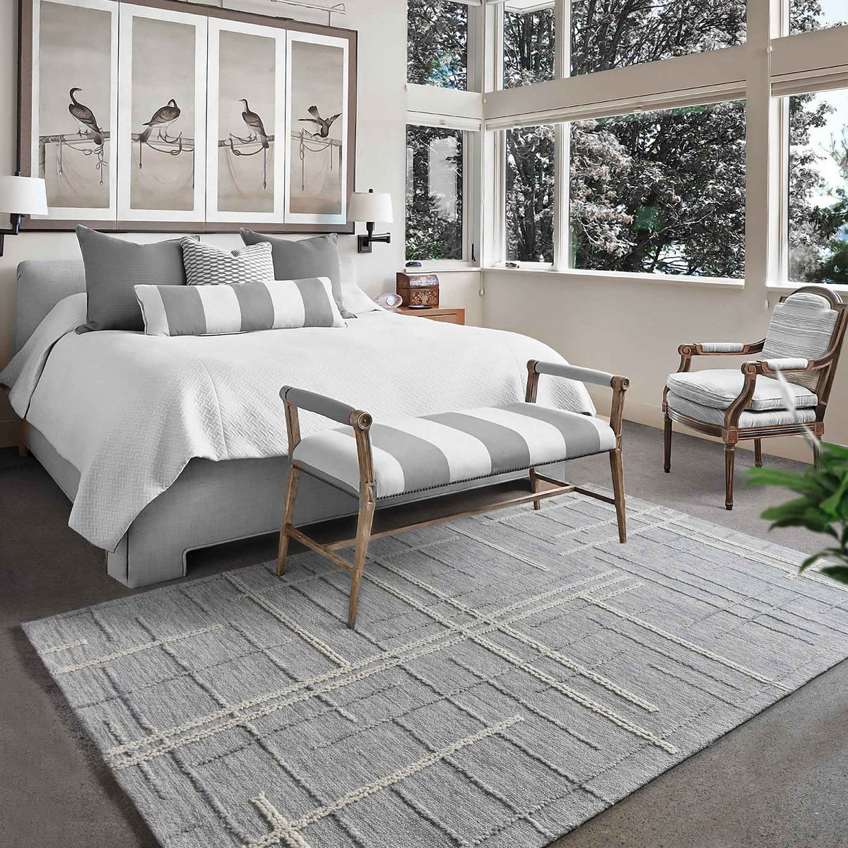 OMRA RUG - WOOL - BLUE/IVORY