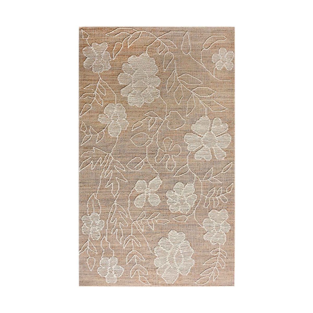 Monolith & Heart Orrell Punja Kelim Wool & Jute Rug, Natural & Ivory