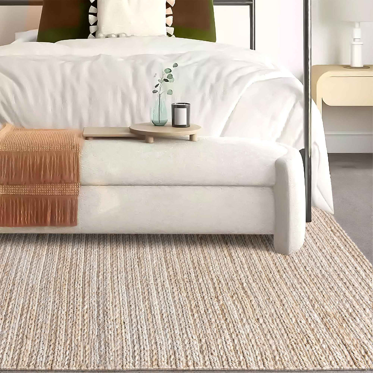Monolith & Heart Quaket Hand-Woven Jute Rug, Natural White