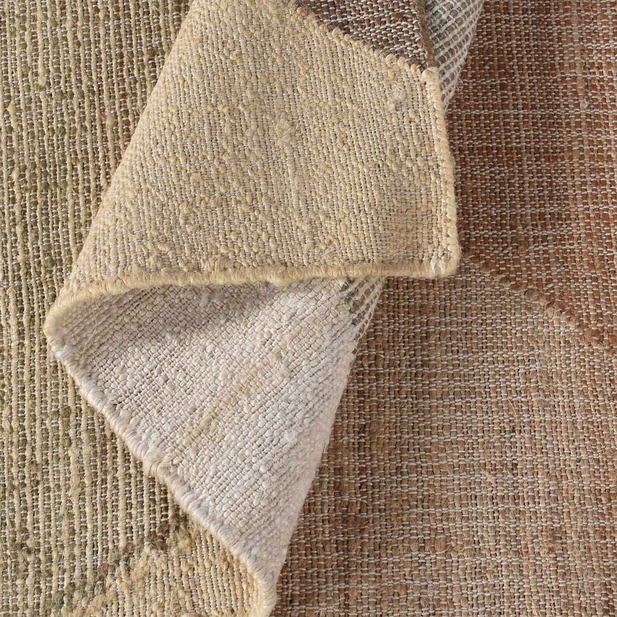 Monolith & Heart Rivo Punja Kelim Jute Rug, Natural & Sage