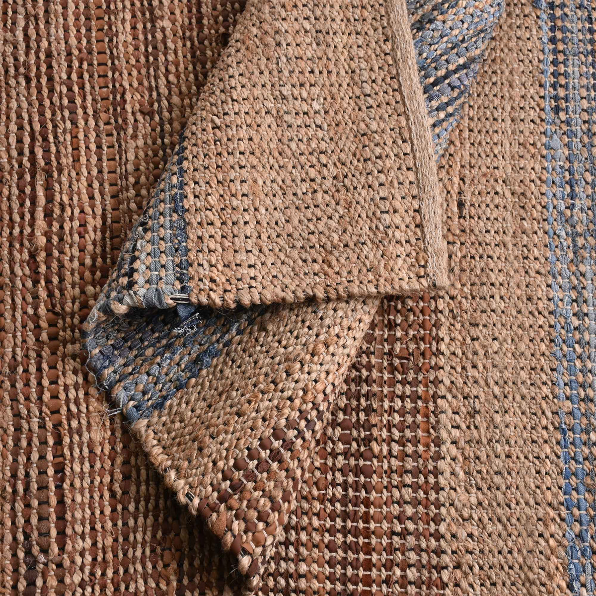 Monolith & Heart Rosel Rug - Jute, Leather & Denim Flatweave