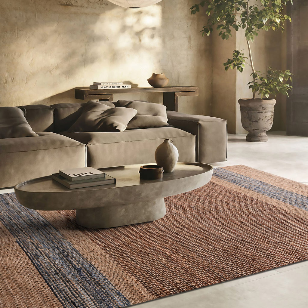 ROSEL RUG - JUTE/ LEATHER/ DENIM