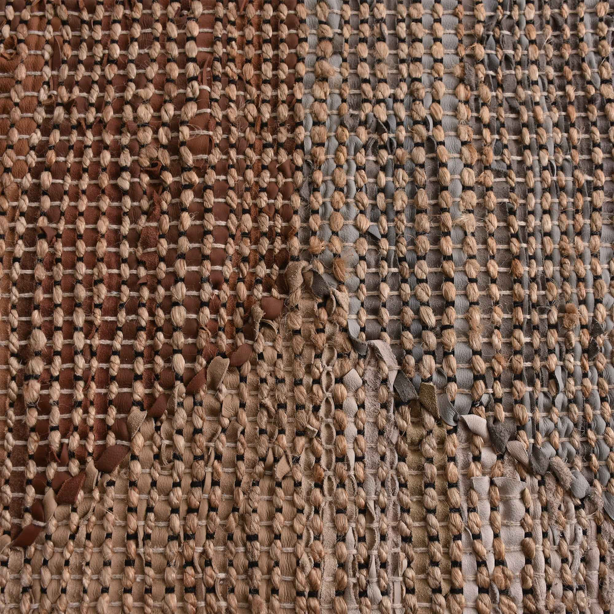 Monolith & Heart Rosenberg Hand-Woven Jute & Leather Rug, Beige & Tan