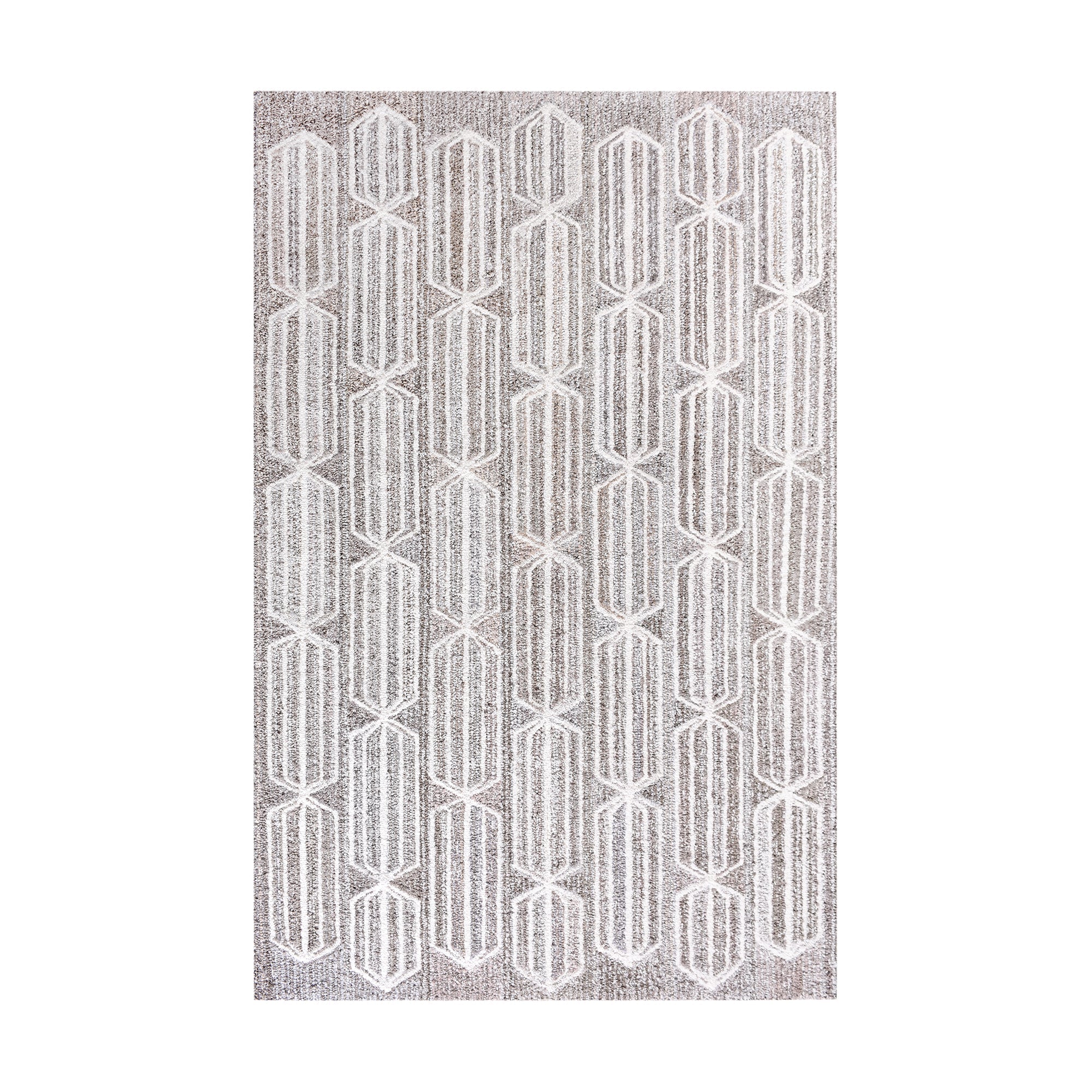 ROTAN RUG - BEIGE/WHITE - HAND TUFTED - COTTON DENIM/WOOL