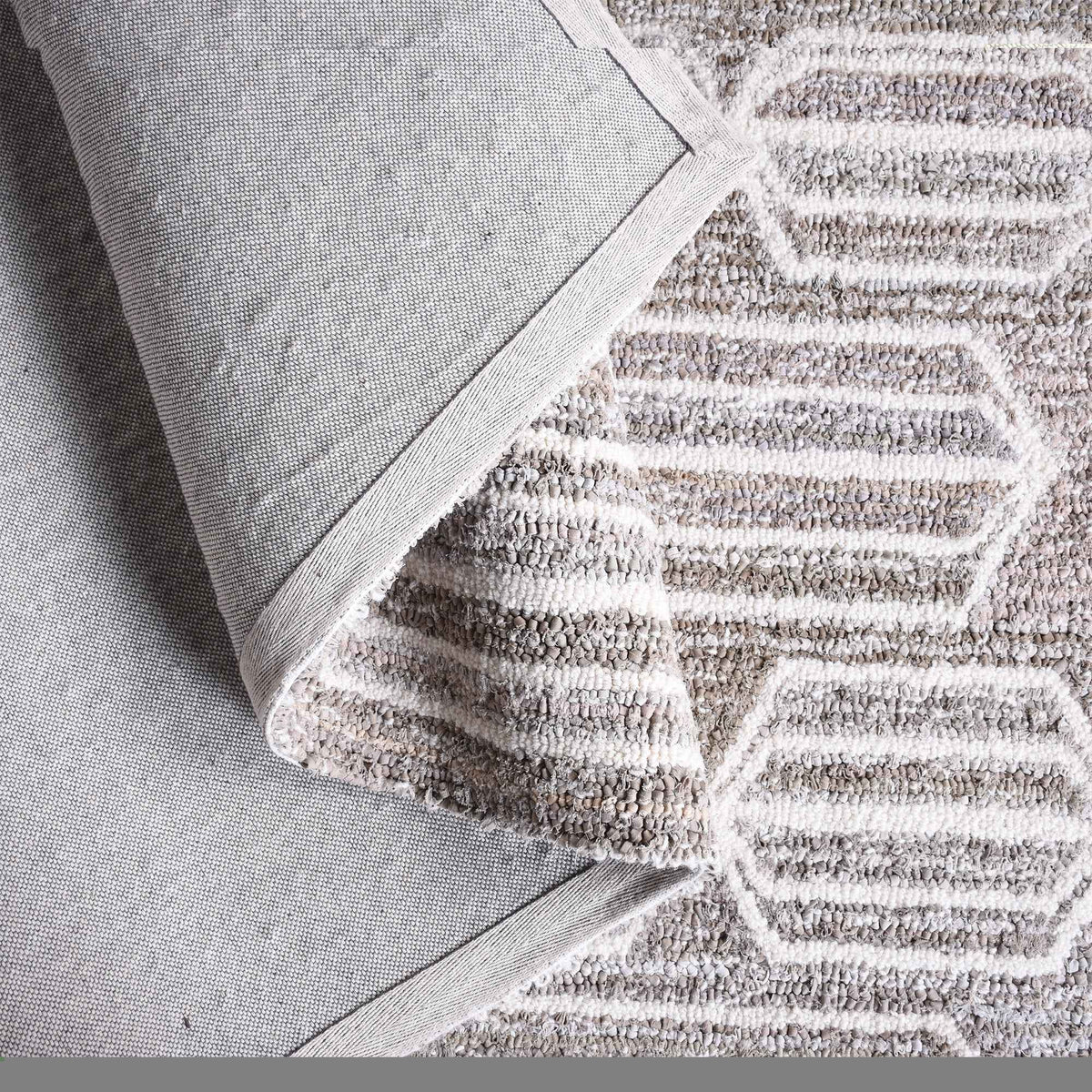 Monolith & Heart Rotan Hand-Tufted Recycled Denim & Wool Rug, Beige & White