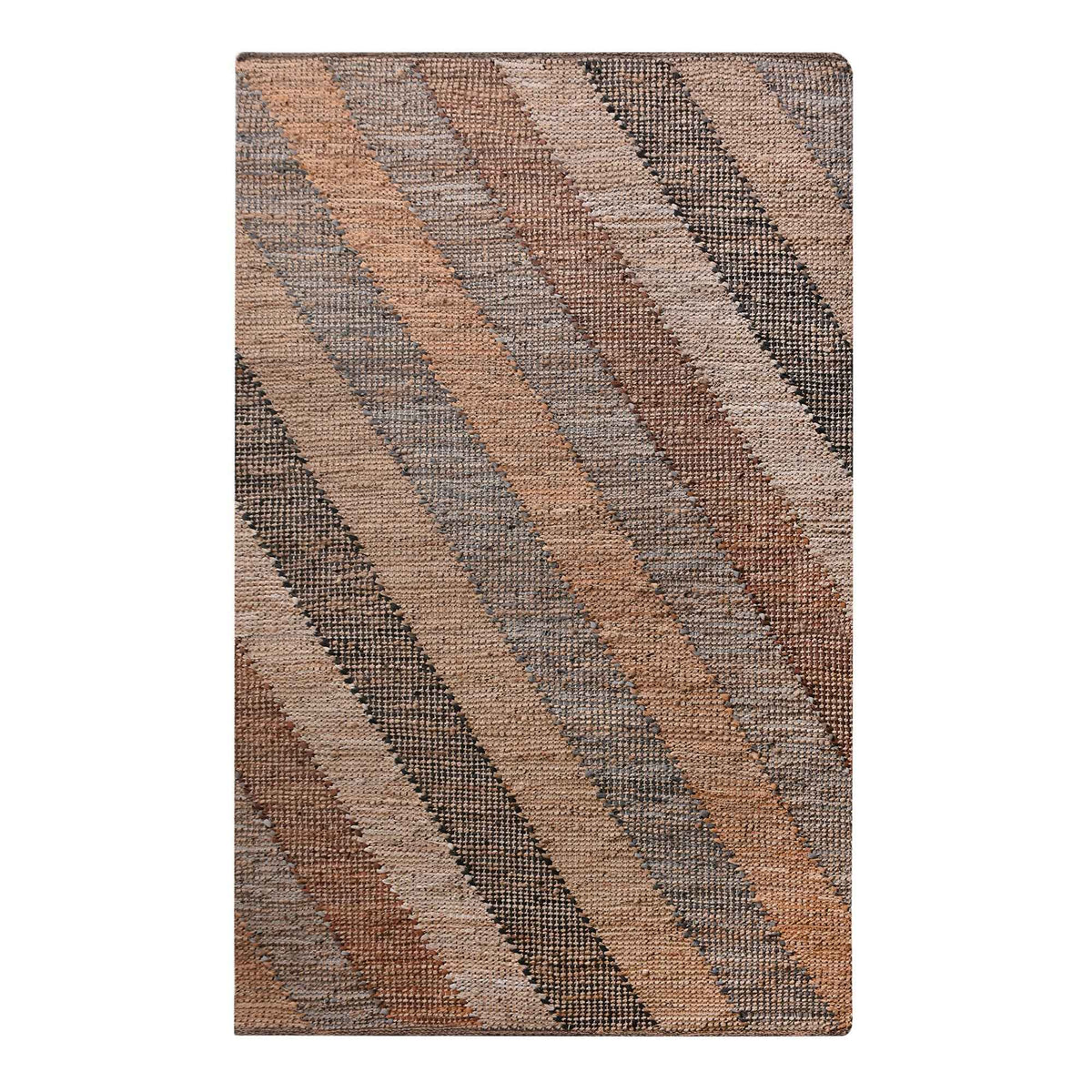Monolith & Heart Roxburgh Hand-Woven Jute & Leather Rug, Natural & Multi