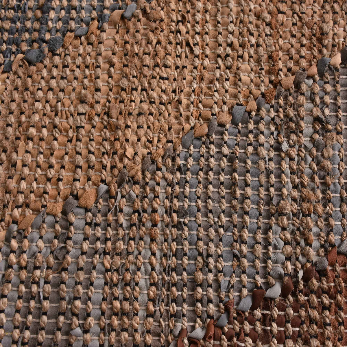 Monolith & Heart Roxburgh Hand-Woven Jute & Leather Rug, Natural & Multi