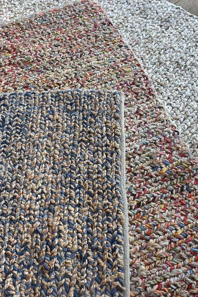 Monolith & Heart Roslyn Hand-Woven Hemp & Wool Rug, Blue & Natural