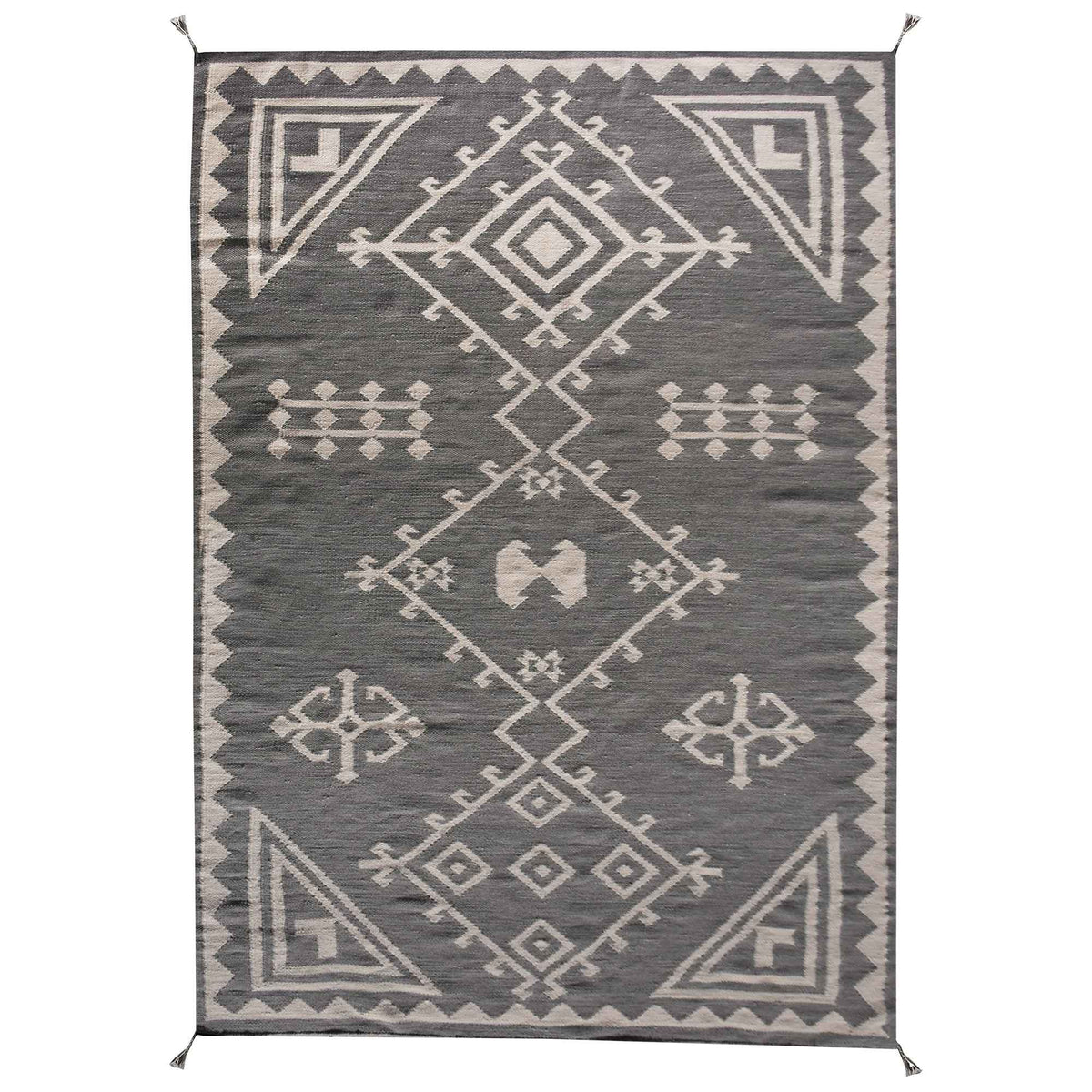 Monolith & Heart Saldus Punja Hand-Woven New Zealand Wool Rug, Grey & Beige