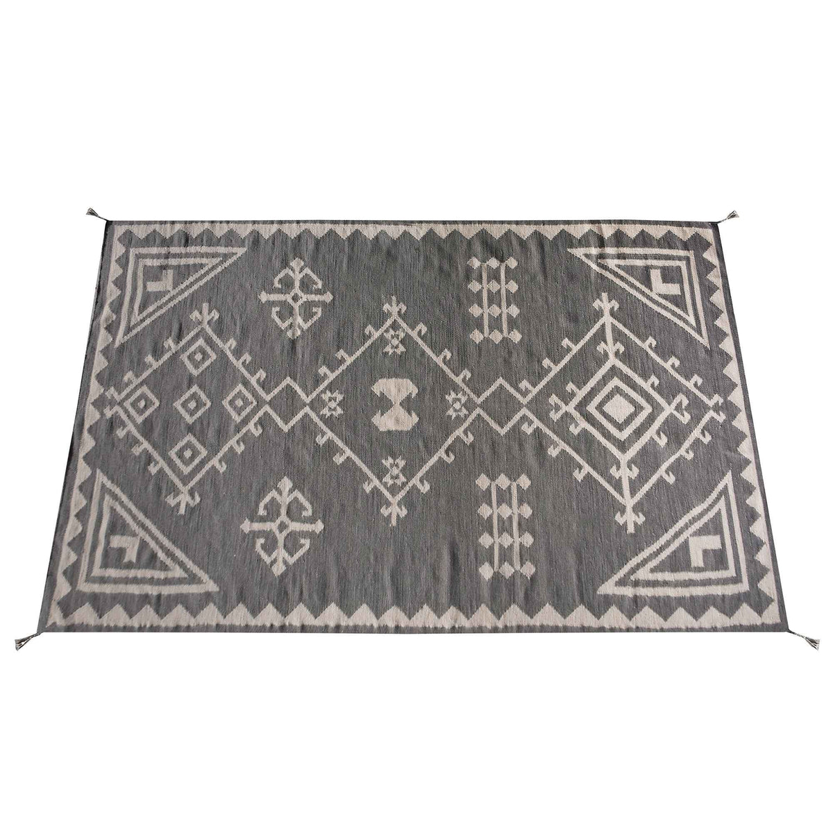 Monolith & Heart Saldus Punja Hand-Woven New Zealand Wool Rug, Grey & Beige