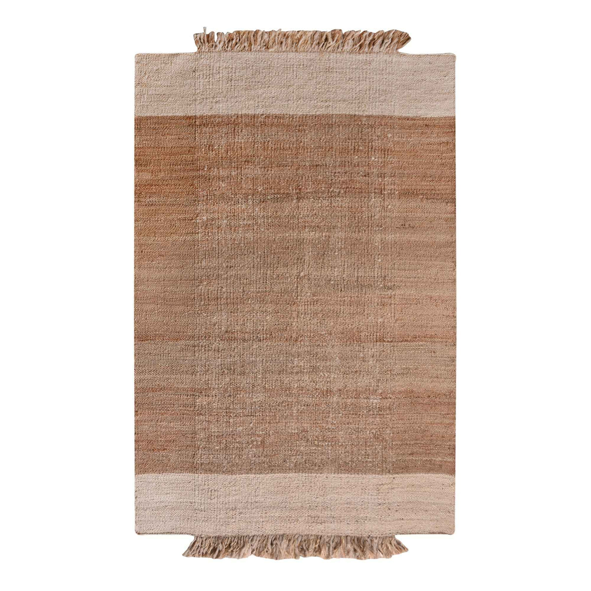 Monolith & Heart Saranac Punja Kelim Jute & Wool Rug, Natural & Natural White