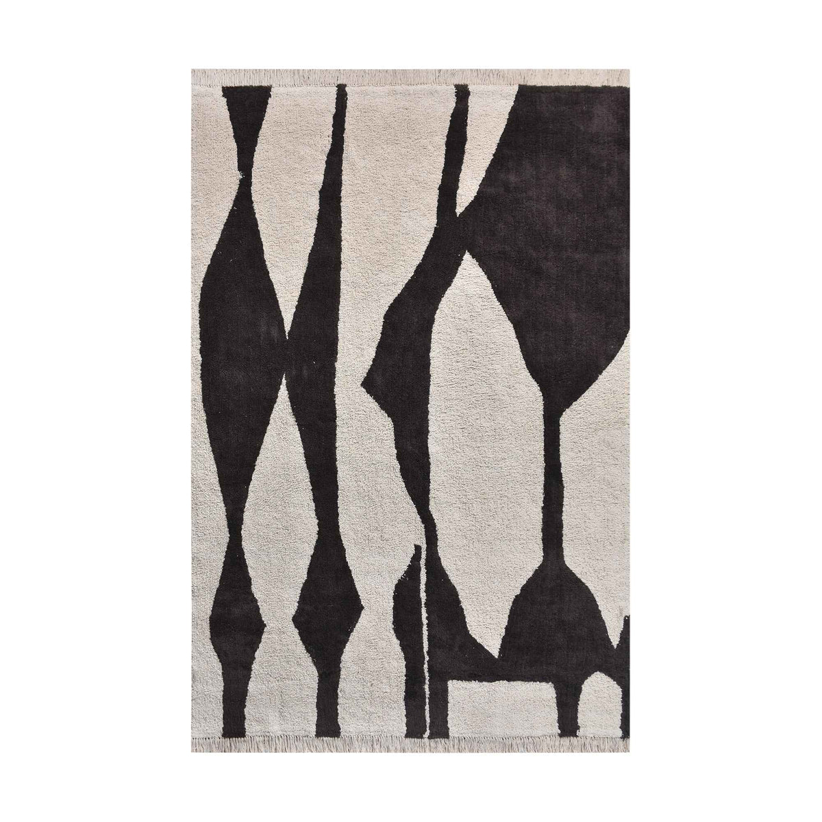 Monolith & Heart Sarata Table Tufted Cotton Rug, Ivory/Charcoal