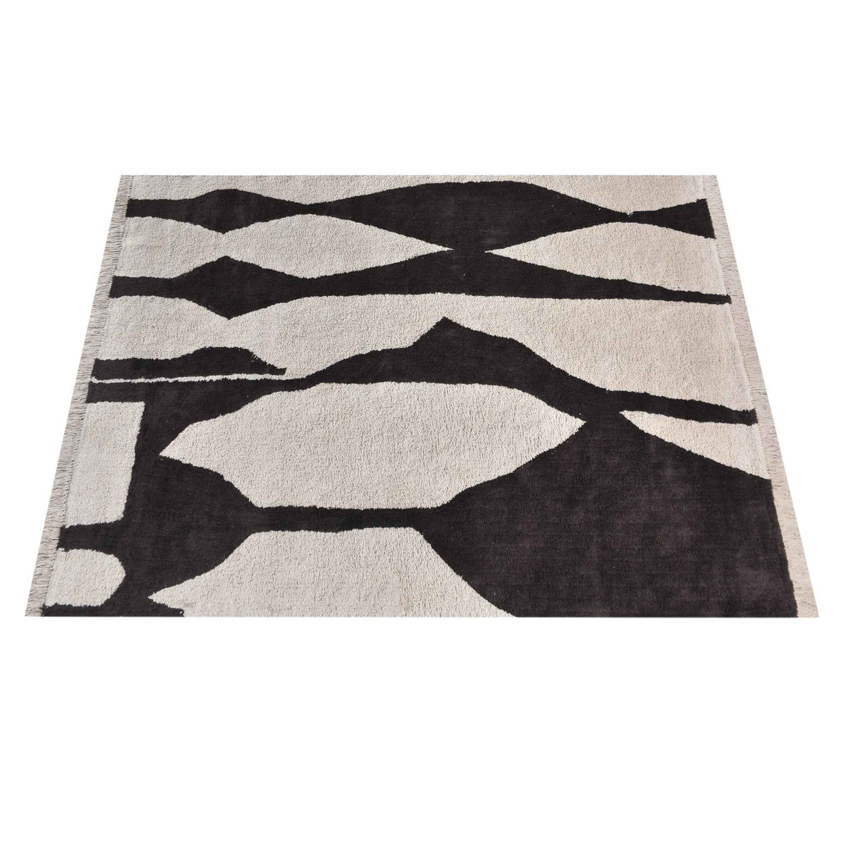 Monolith & Heart Sarata Table Tufted Cotton Rug, Ivory/Charcoal