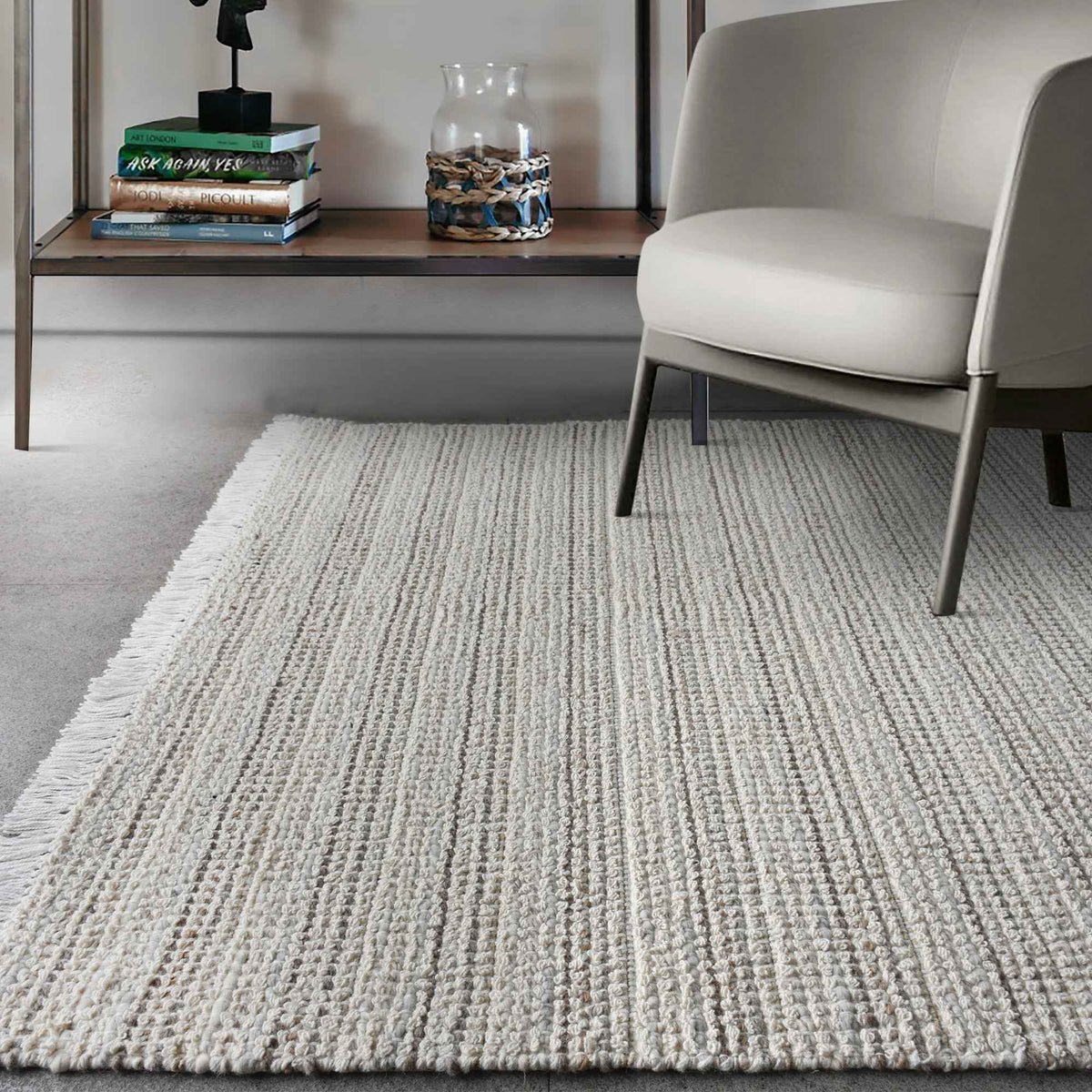 Monolith & Heart Seabrook Hand-Woven Wool & Jute Rug, Natural White & Beige